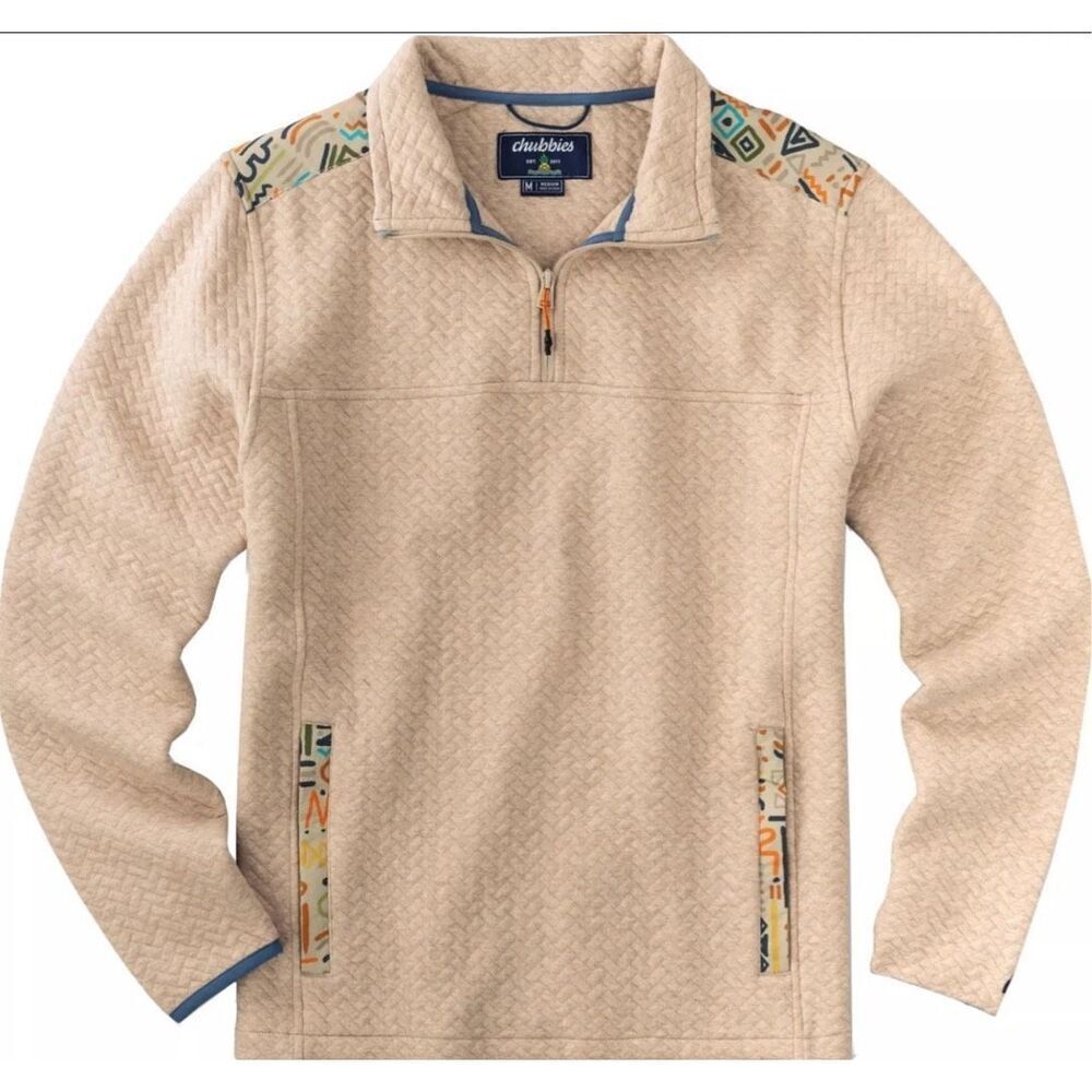 CHUBBIES Quilted 1/4 Zip Mens sandstorm Pullover resort wear
